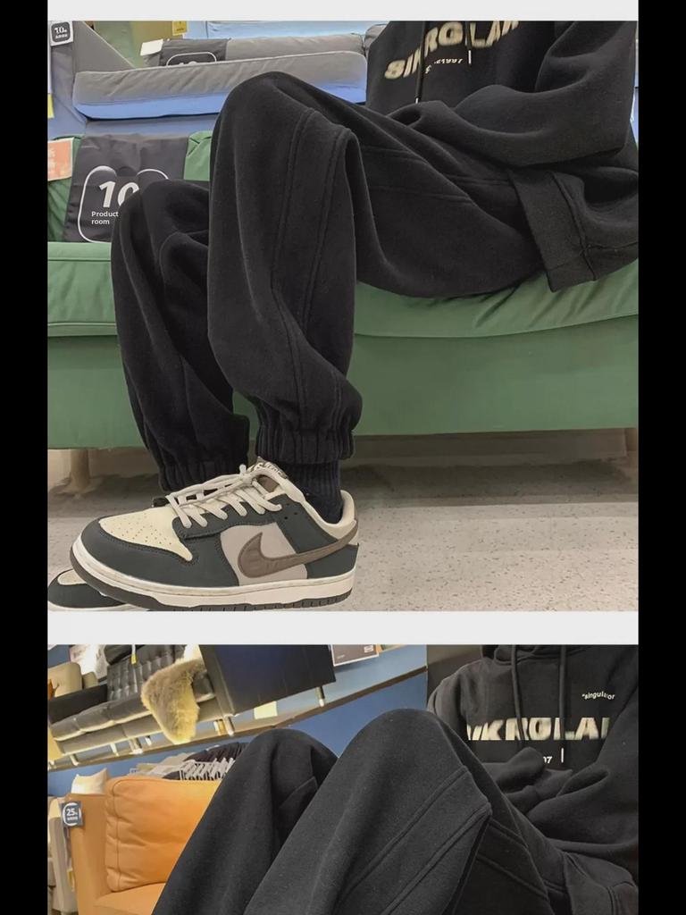 Мужские серые спортивные брюки широкого кроя, модель 2023 года, свободный крой, шаровары, идеально подходят для строительных площадок осенью и зимой.