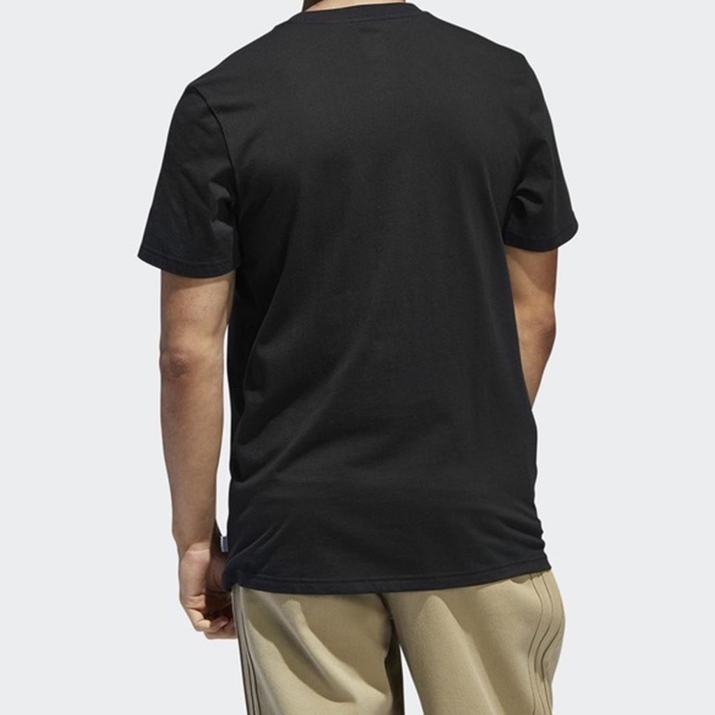 Adidas Originals Large Logo Print Casual Sports Short Sleeve T-Shirt Men Tops Black DU8342