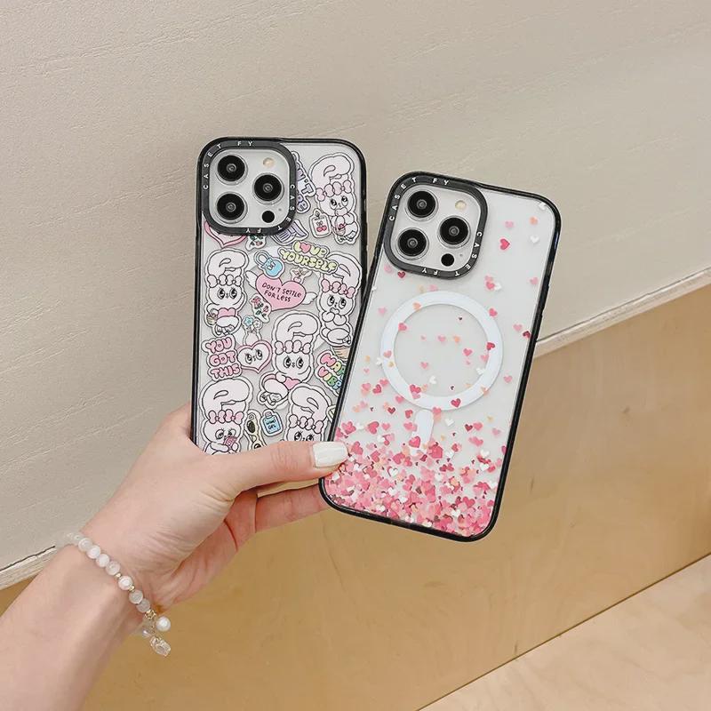 Магнитный чехол Pink Inspirational Rabbit для iPhone 16 Pro Max — модный чехол против падения