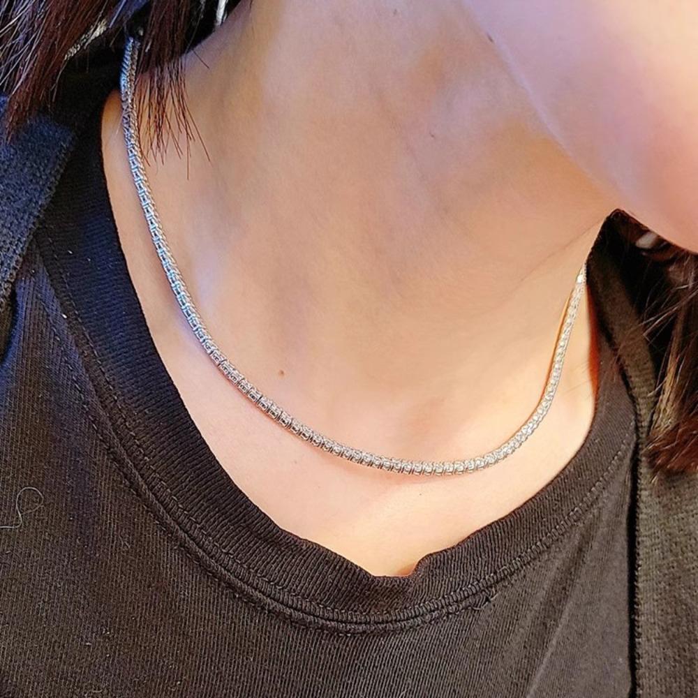 Luxury Full Diamond Necklace Women Imported High Carbon Diamond Universal Chain Elegant Sweater Jewelry