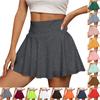Women's Casual High Waist Solid Color Short Half Skirt Sports Skirt Pleated Skirt