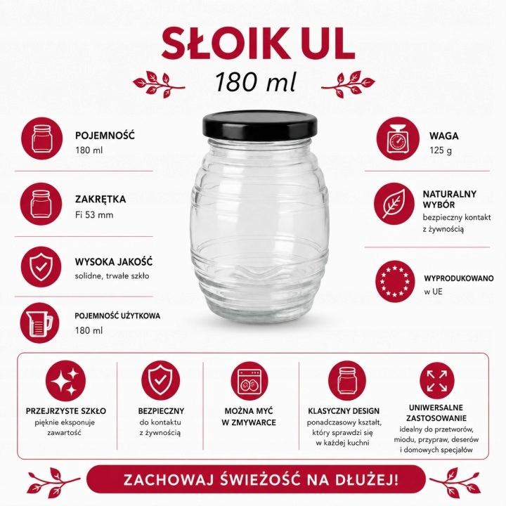 Glass jar UL180 ml for honey jam spices gift diy decorative jar