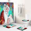 Christmas Shower Curtain Floor Mat Combination Four-Piece Set Bathroom Toilet Carpet Shower Room Mat Foot Mat