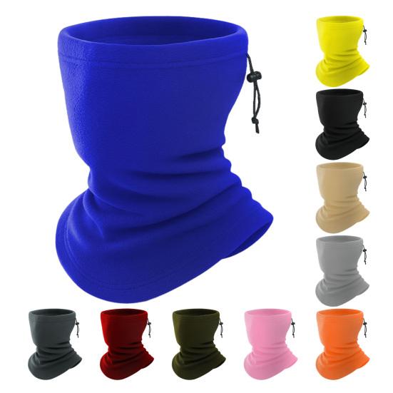 Fleece Neckerchief Scarf Solid Color Adjustable Drawstring Warm Polar Fleece Riding Face Guard Cold Weather Scarf