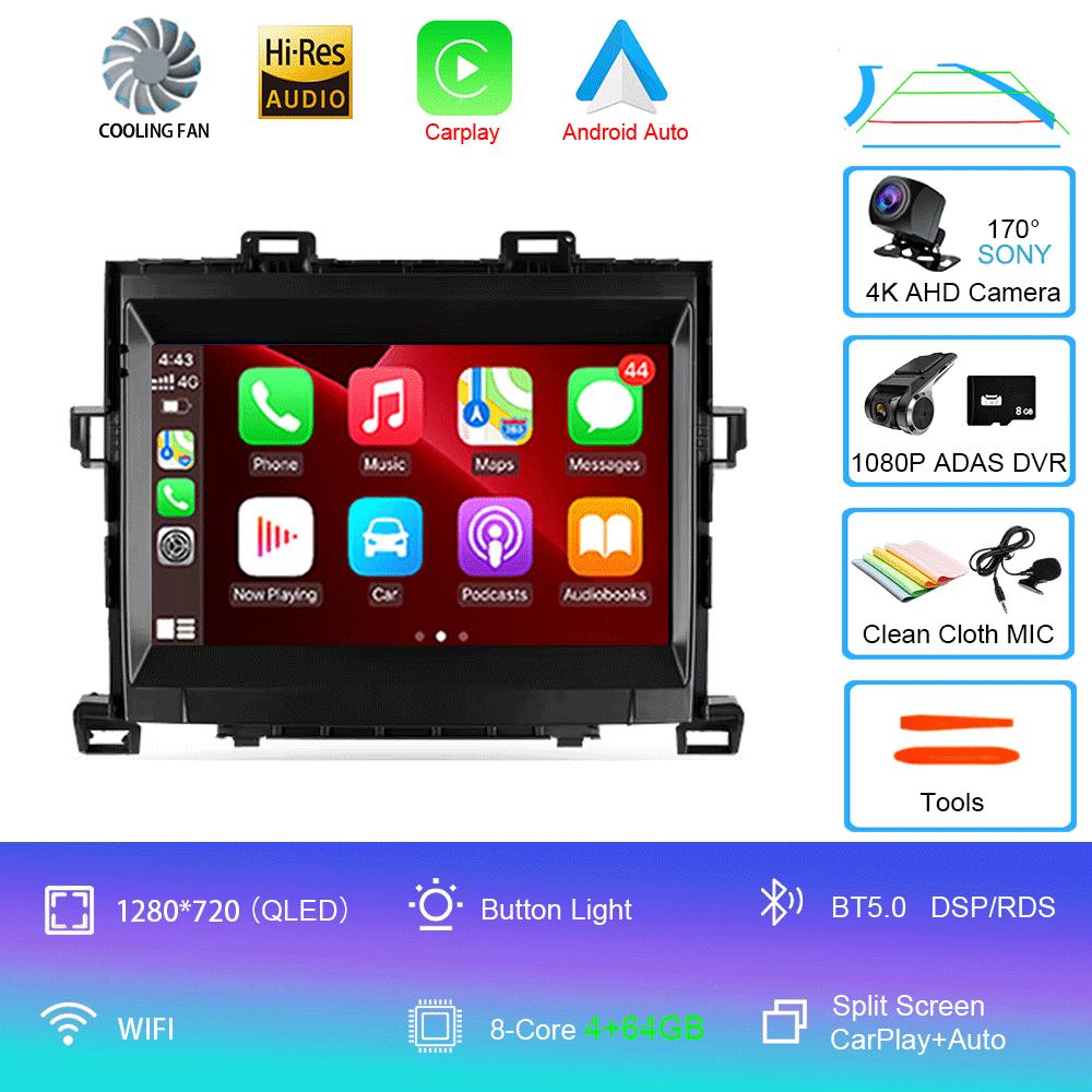 Для Toyota Alphard H20 2008-2014 автомобильный радиоприемник Android 14 Carplay автомультимедийный плеер WIFI+4G DSP автомагнитола стерео 2din головное устройство