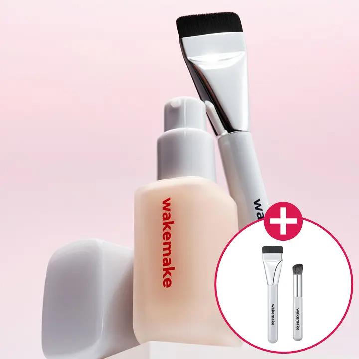 [Free Pore Brush Set] wakemake Seamless Wear Foundation 23 Beige – Lightweight Long-Lasting Base Makeup