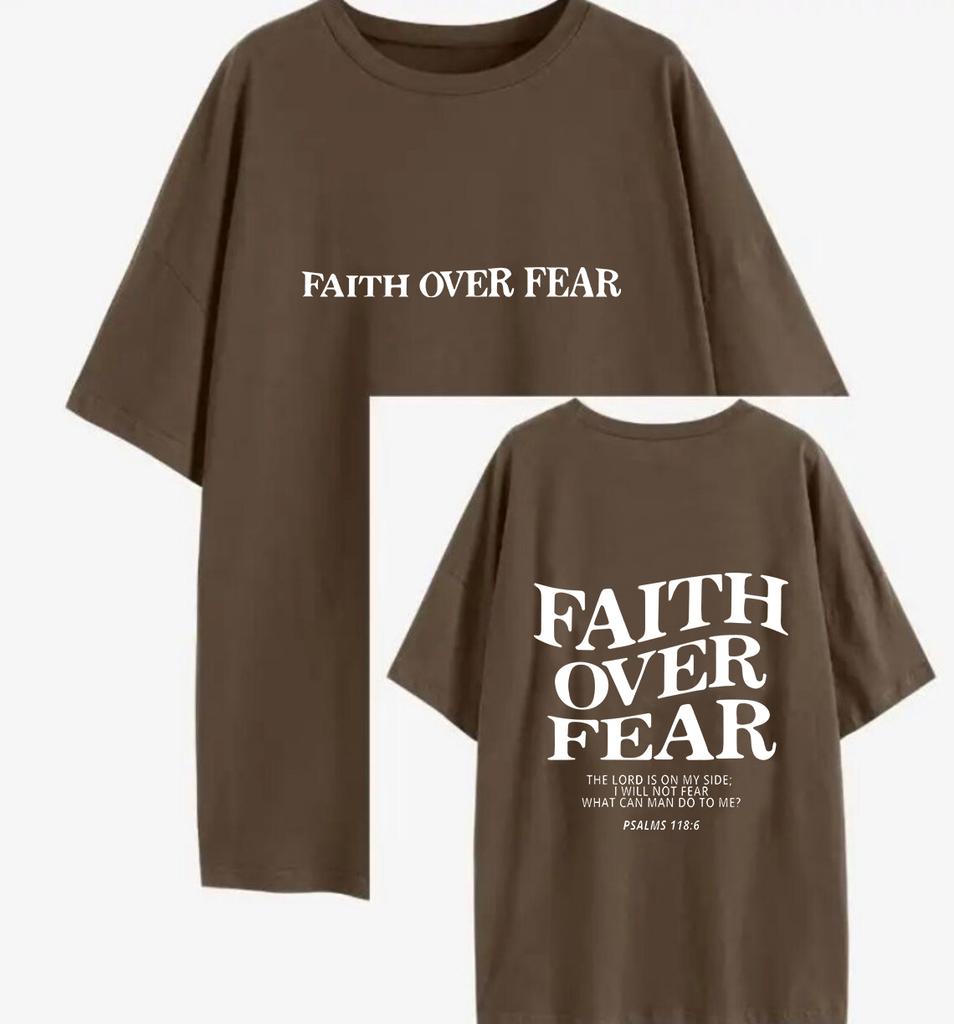 Faith Over Fear Letter Printing Women Men T-Shirts Breathable Cotton Clothes Summer Street Tee Shirts Casual Oversize Streetwear