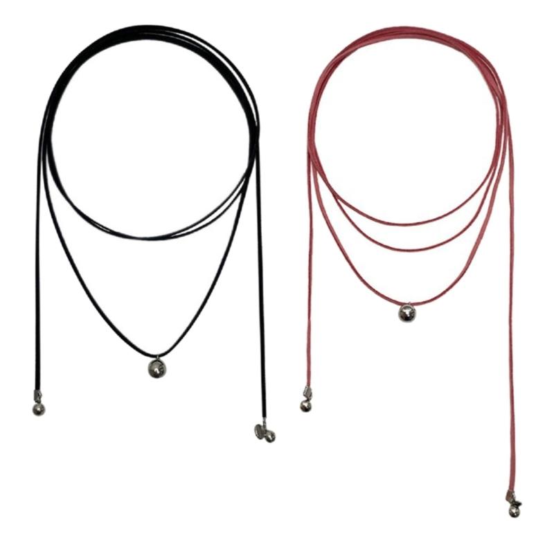 Корейский Стиль Веревочная Шея Цепочка Ожерелье Для Женщин Шарм Металл Круглый Бисер Подвеска Ожерелье-Цепочка Чокер Мода Вечеринка Украшения