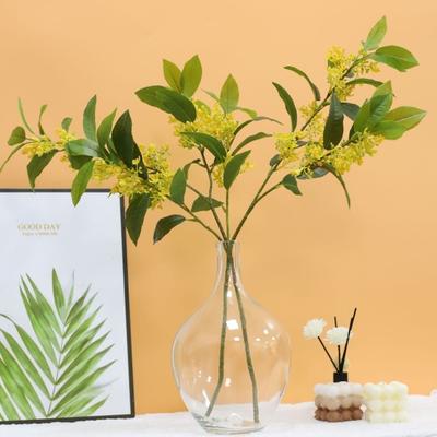 Искусственная ветка дерева Osmanthus Fragrans Маленький желтый цветок Зеленый лист Реалистичный Неувядающий без полива Реквизит для фотографий Домашний офис Секс-одежда для взрослых