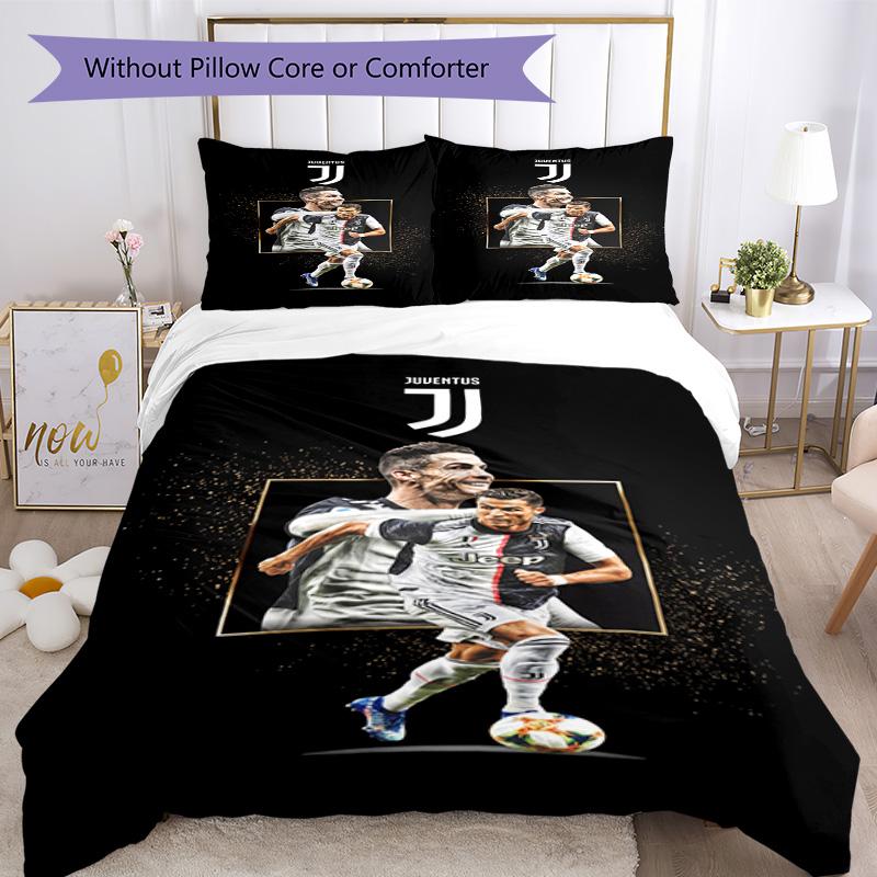 Ronaldo's Juventus Football Team Celebration Bedding Set, Breathable Duvet Cover with Pillowcases, Soft Bed Linen for Bedroom Home Decoration, Perfect