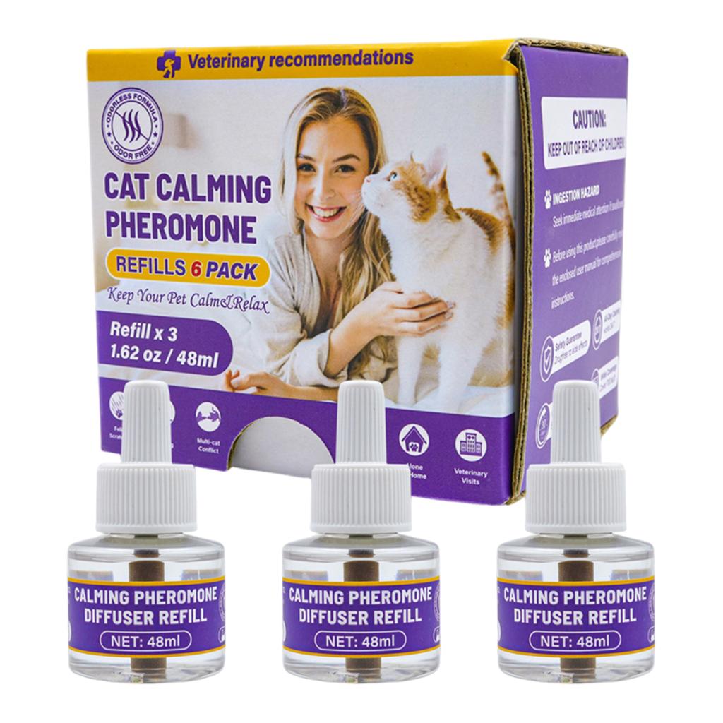 Pet Calming Diffuser, 3 In1 Pet Pheromones, Relaxing Pheromones For Pet Relief Stress Anxiety Reduce Aggression Barking, 1 Refill,48ml Per Bottle