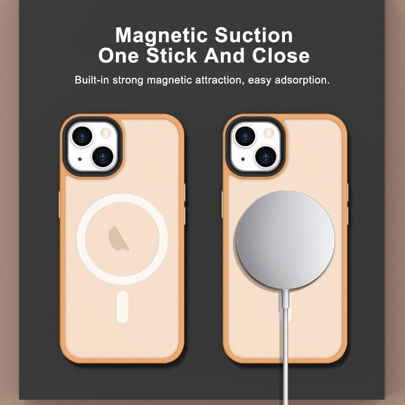 Для iPhone 15 14 13 Mini Магнитный чехол для ощущения кожи Роскошный магнитный адсорбционный чехол для беспроводной зарядки для iPhone 13 12 Pro Max