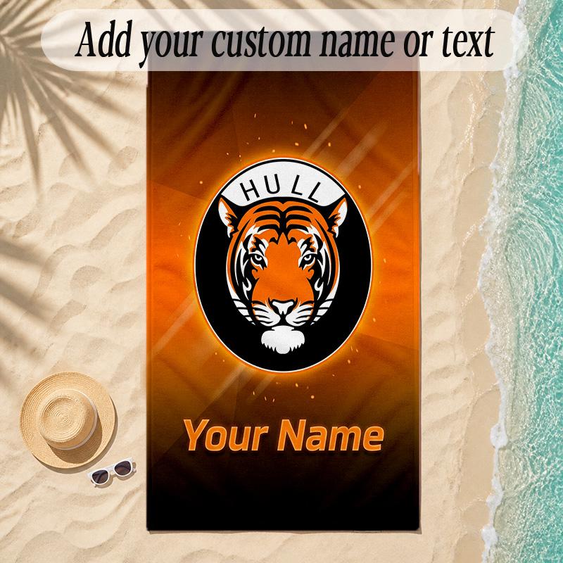 Beach TowelHull City Custom Name Text Personalized Soft Towel for Beach Pool Indoor Home Decor Gift