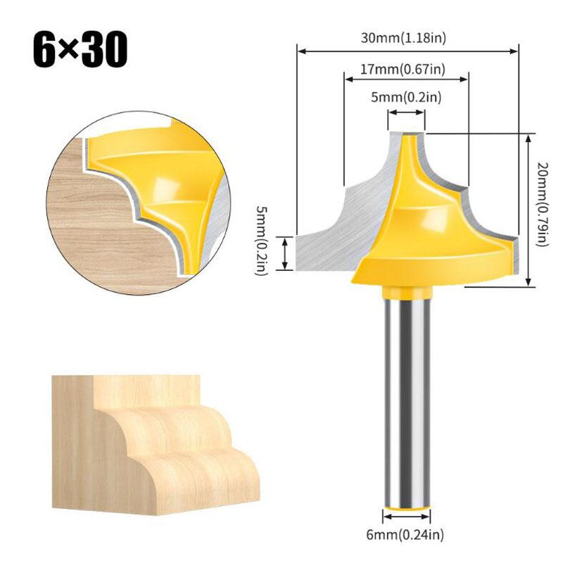 Фрезерная фреза для формовки кромок, Фрезерная фреза для формирования кромок, Дверной нож, Фреза для шипового соединения, Деревообрабатывающий инструмент, Хвостовик 6 мм 1/4 дюйма