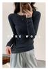 Women's One-Shoulder Wool Sweater - Slim, Comfortable, Solid Color Knit Base Layer, Long Sleeve