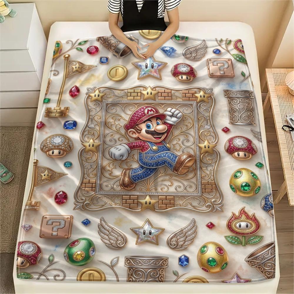 Mario Jumping Action Blanket, Mario Fan Cozy Throw, Great Gift.chl