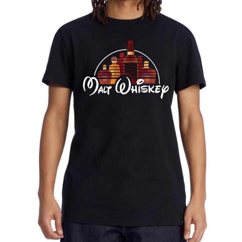 Summer Men's T-shirt 100% Cotton Funny Malt Whiskey Print Summer Loose O-neck Cool T Shirt for Men Short Sleeve T-shirt Male Tee