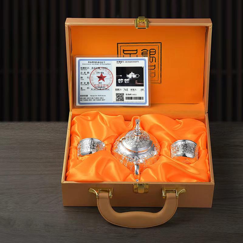 Новый серебряный чайный сервиз, позолоченная серебряная чайная чашка, не выцветающая посеребренная чайная чашка из сплава