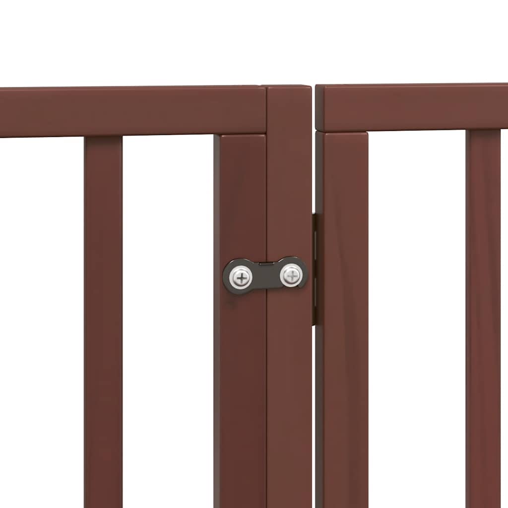 Foldable Dog Gate with Door 6 Panels Brown 300 cm Poplar Wood