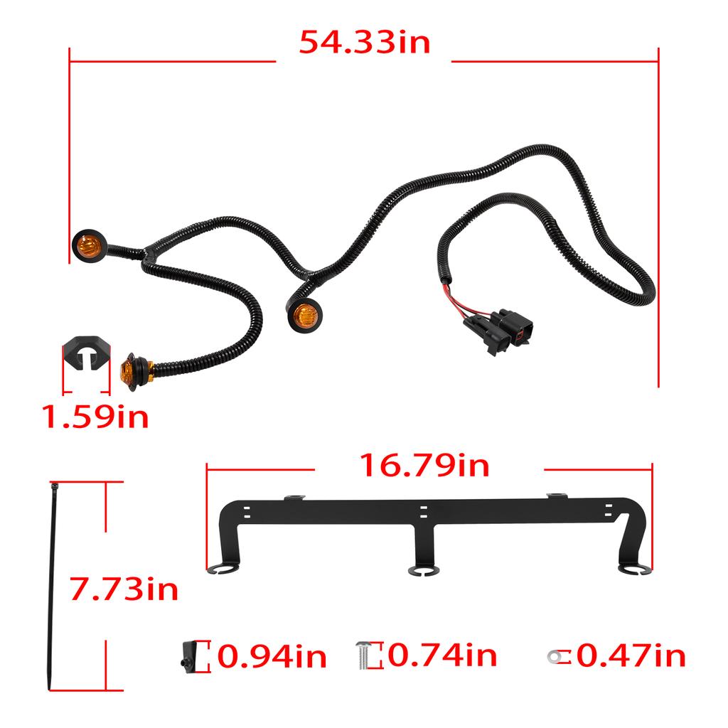 YMT Pre-Runner LED Grille Light Bar Kit for 2007-2018 Jeep Wrangler JK 2-Door/Unlimited 4-Door (JK), Plug & Play Waterproof