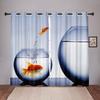 Плотные 2 шт., 90% затенение, Золотая рыбка, море, океан, пляж, затемненные оконные занавески с животными для спальни, гостиной, ванной комнаты, кухни, двери