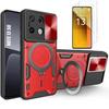 Case for Xiaomi Redmi Note 13 5G - Red - Flexible - Shock Protection - Rotating Stand - 2 Tempered Glasses