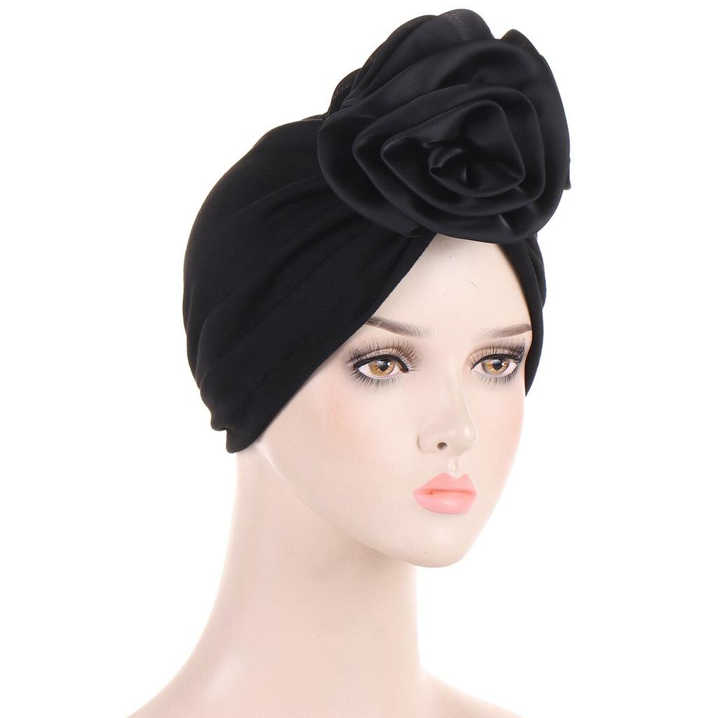 Fashion Women Satin Flower Turban Hat