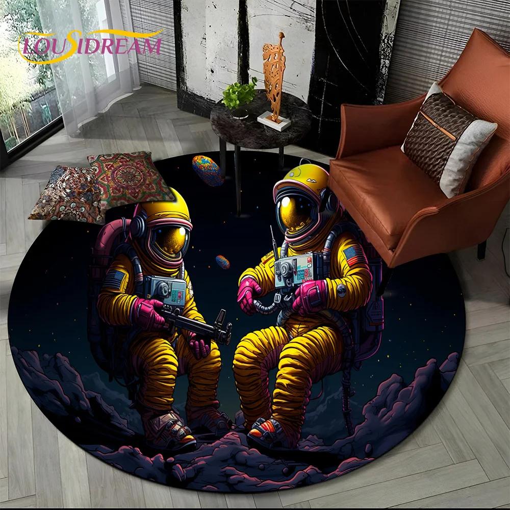 Ковер-круг мультяшный космонавт Вселенная 3D Космос для гостиной спальни детской комнаты, коврик для питомцев нескользящий