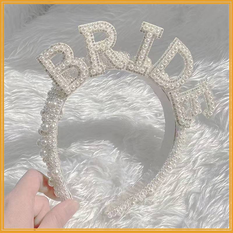 European American Beaded Bridal Vintage Pearl Hair Party Headband Accessories Handmade Bride Pearl Headband