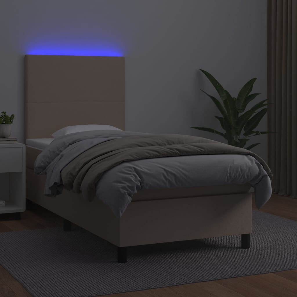 Box Spring Bed with Mattress & LED Cappuccino Brown 80x200cm