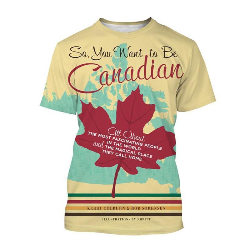 Футболка с 3D-принтом Happy Canada Day для мужчин с канадским флагом, повседневная летняя футболка с круглым вырезом и короткими рукавами, топы, одежда