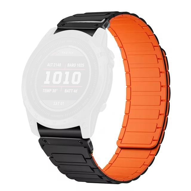 20mm Quick Release Magnetic Silicone Band for Garmin Fenix 8 43mm/Descent MK3/MK3i Dual Color Watch Strap