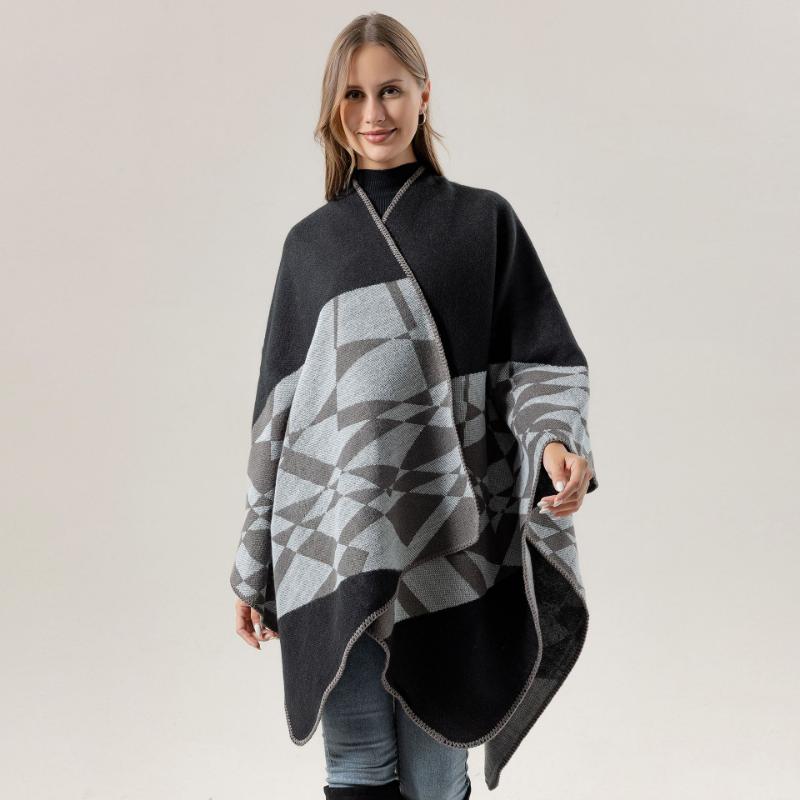 Ethnic Style Shawl Summer Outer Wear Women's Large Shawl Cape Cloak High-end Knitted Scarf