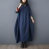 Dimanaf Женское 2025 Новое Весеннее Платье Большого Размера Джинсовое Длинное Рукавное Синее Платье Свободные Базовые Платья Винтаж