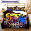 3pcs Custom Name Rainbow Friends Bedding Set Duvet Cover Closure Includes 1 Duvet Cover & 2 Pillowcases for All Seasons Bedroom Decor
