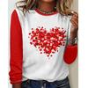 Spring Summer Women's Love Printed Round Neck Long Sleeve T-shirt Casual 3D Top