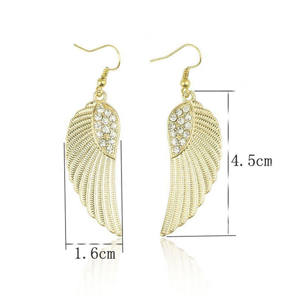 Gift Simple Long Crystal Rhinestones Women Jewelry Elegant Angel Wings Dangle Earrings Drop