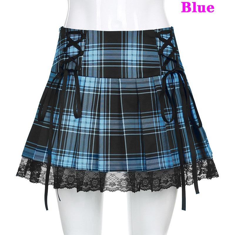 Клетчатая плиссированная юбка женская короткая мини с высокой талией А-силуэта в стиле преппи модные юбки