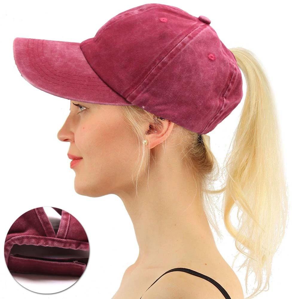Spring Summer Baseball Cap Washed Retro For Women Ponytail Curved Brim Sun Hat Street Sport Hip Hop Cap Visor Mother's Day Gift