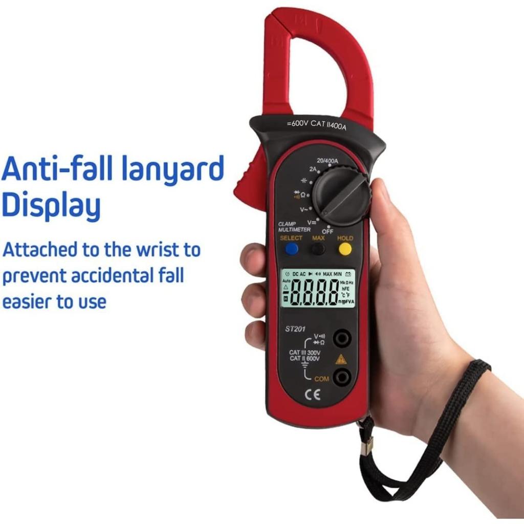 Цифровой мультиметр с клещами, счетчик 6000 переменного и постоянного тока, ручные измерения, тестер напряжения, тестер конденсаторов амперметра, тест мощности, автомобильный тестер напряжения и т. д.