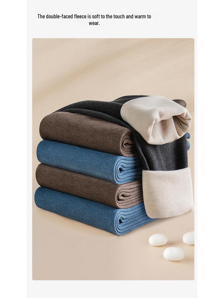 Мужские очень толстые кальсоны из шерсти тутового шелкопряда с флисовой подкладкой для осени и зимы - Теплые бесшовные брюки-базовый слой