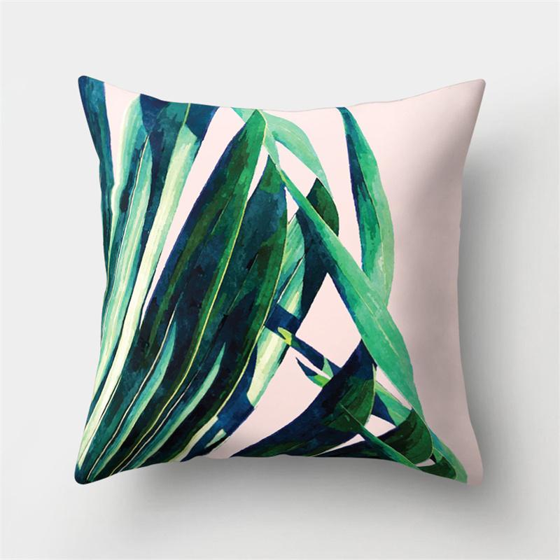 Green Tropical Plant Pillowcase Leaves Cushion Cover Sofa Lumbar Pillow Home Decor Pillowcase