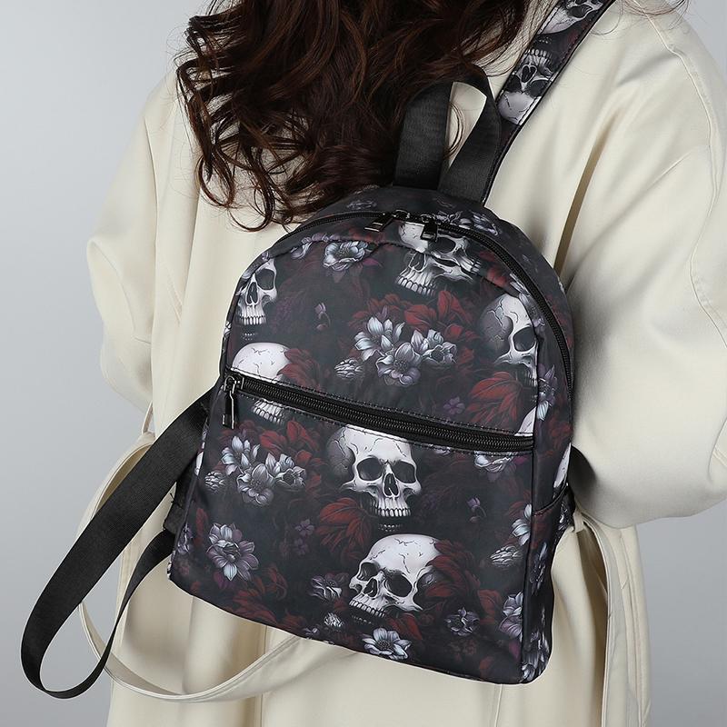 Ghost Skull Print Backpack Computer Laptop Shoulder Bag Halloween Oxford School Bag for Women GirlsTravel Daypack KTY