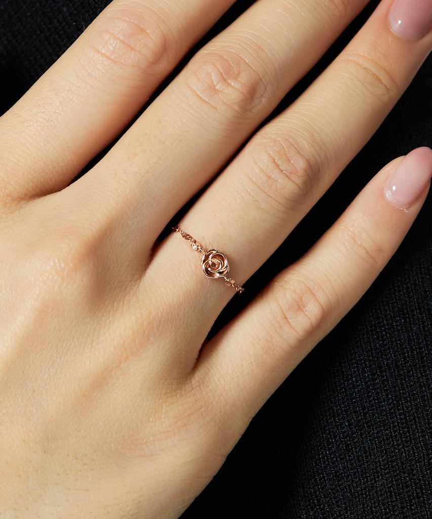 Helene Jewelry 14K Шерри Клевер Роза Цветок Цепочка Золотое Кольцо (Тип А)