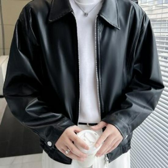 Унисекс ретро байкерская куртка из ПУ кожи с двойной молнией - Корейский стиль, легкая роскошь для осени/зимы