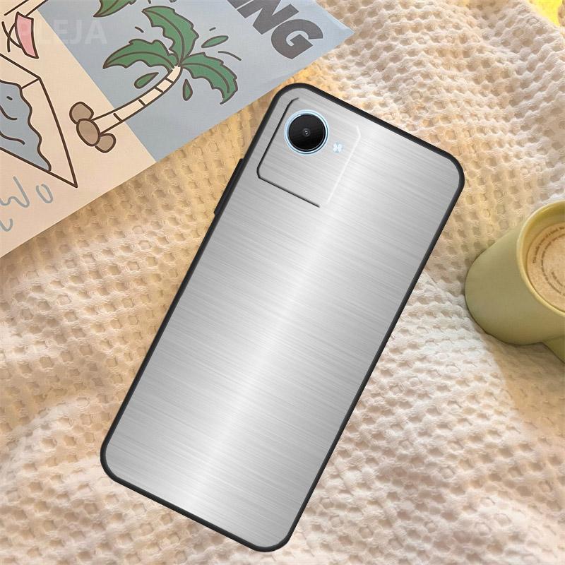 Чехол со стальной печатью и текстурой шлифованного металла для Realme C67 C63 C55 C51 C75 C61 C53 C35 C65 C71 11 12 13 14 15 Pro Plus GT6 GT7 Pro
