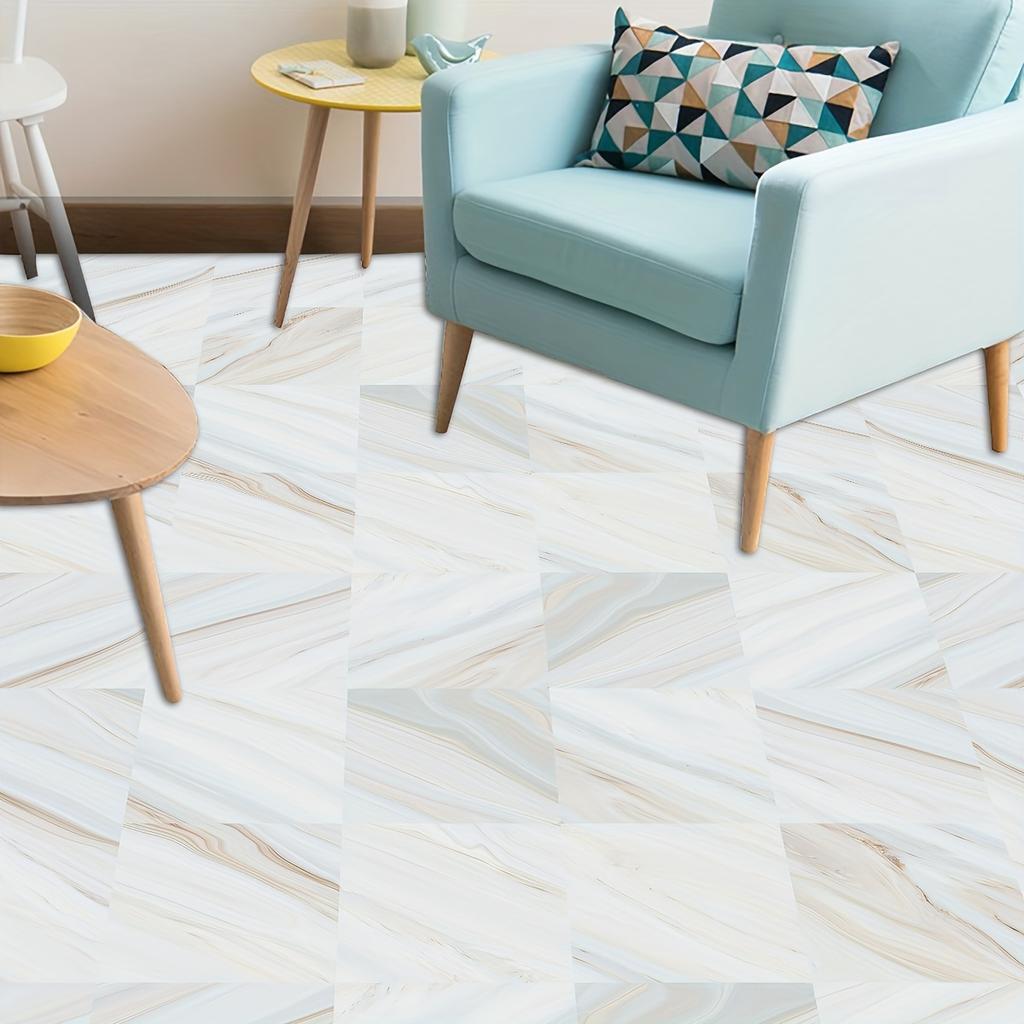10pcs Self-adhesive Removable PVC Imitation Tile Stickers Simple Marble Pattern Square Waterproof Wall Stickers For Home Decor