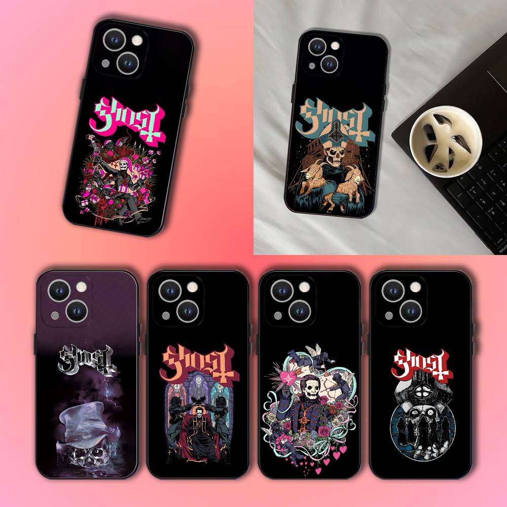 Чехол для телефона Ghost Heavy Metal Band для iPhone 17,16,15,14,13,12,11,Pro,XS,Max,XR,Plus,E,SE4,Mini Черный Мягкий Чехол