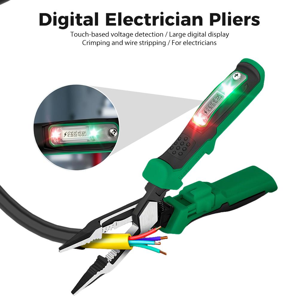 Multifunctional Wire Stripper & Voltage Tester Pliers Foldable Stainless Steel Electrician Tool With Live/Neutral Wire Detection