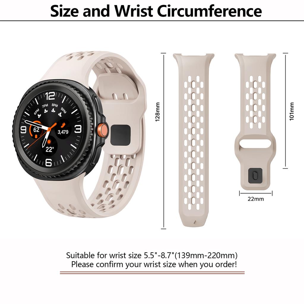Replacement Band for Samsung Galaxy Watch8 44mm/40mm/Watch8 Classic 46mm Holes Design Silicone Watch Strap